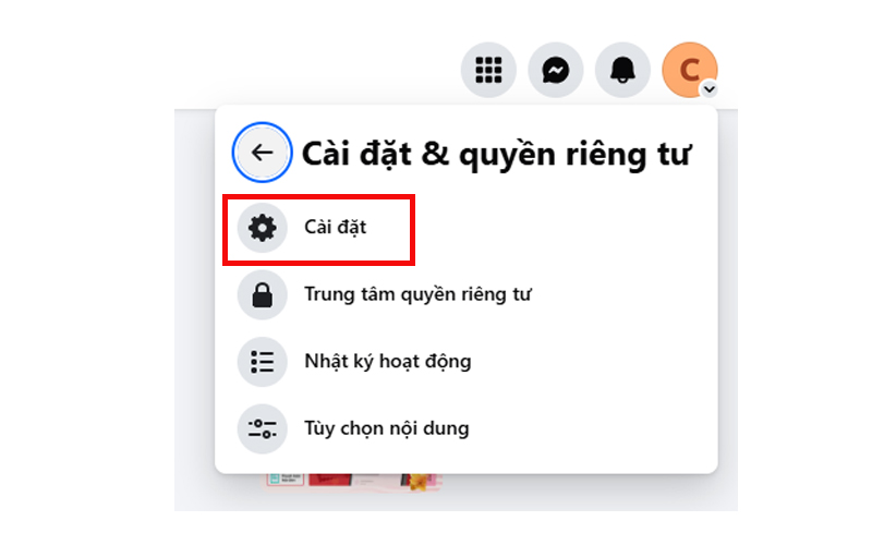 Chọn Cài đặt