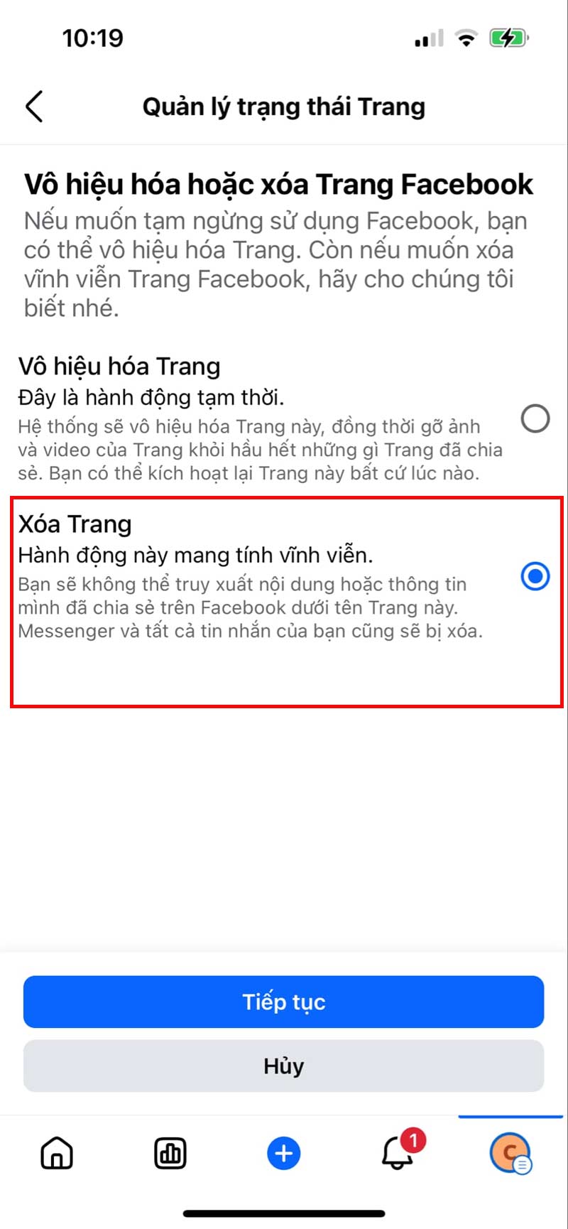 Chọn Xóa trang