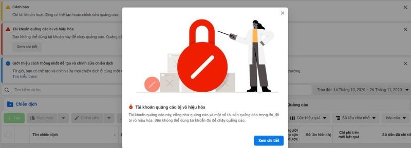 Bị khóa tài khoản quảng cáo sẽ bị hạn chế những quyền nào?