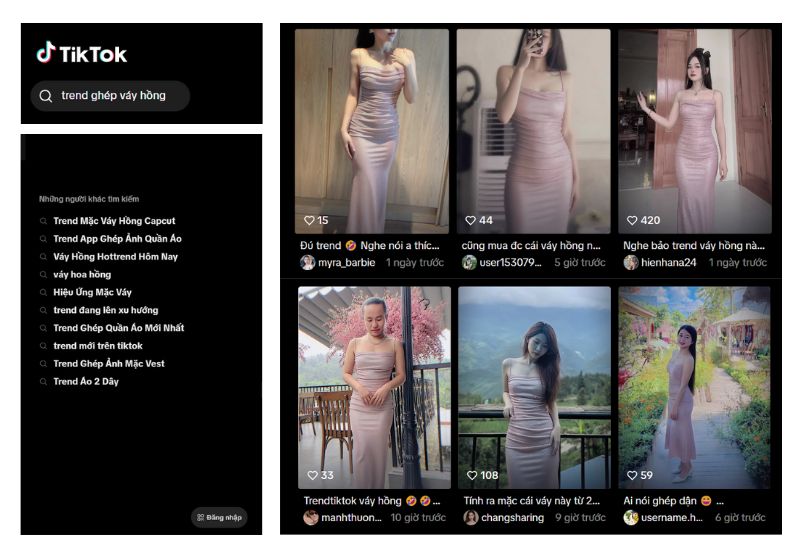 Trend “Ghép váy hồng” trên Tiktok